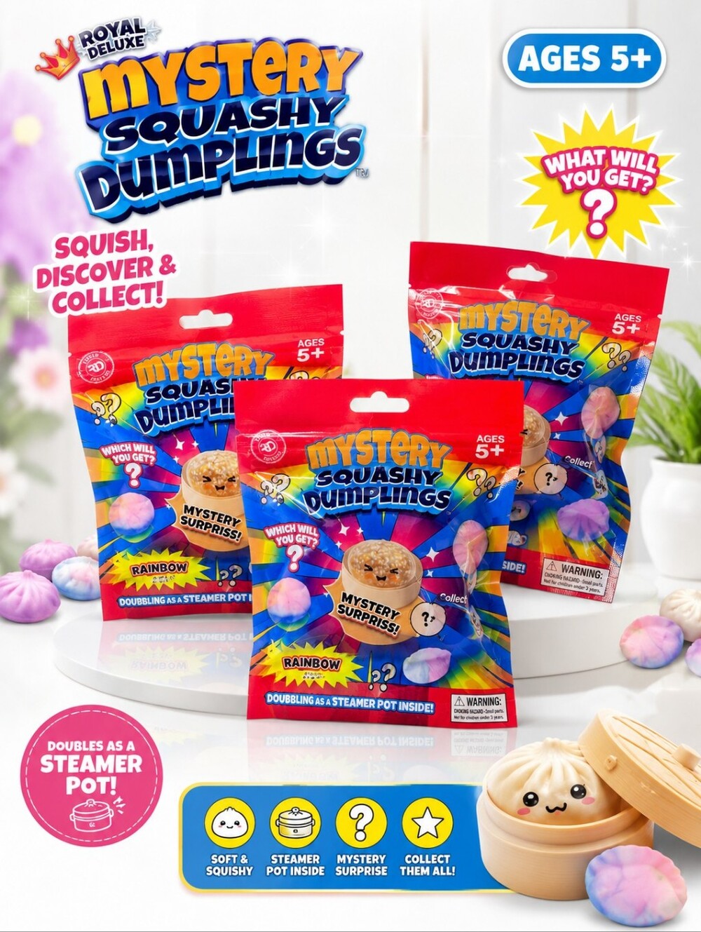 NIP VIRAL MYSTERY SQUASHY SURPRISE DUMPLINGS STEAMER LOT: 3